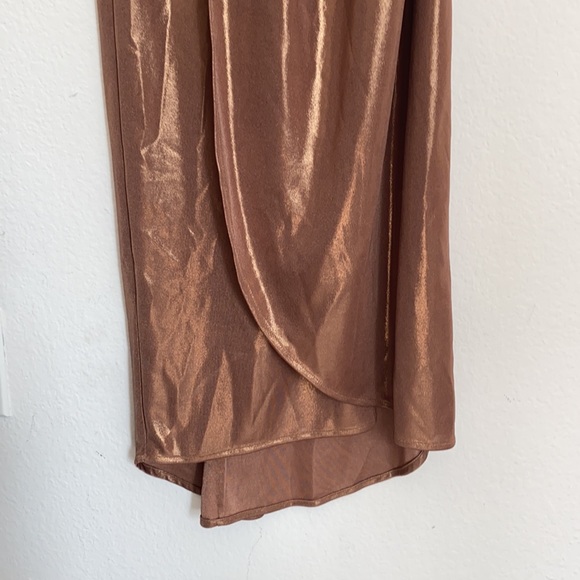 Halston Heritage Metallic Jersey Maxi Dress S - Picture 7 of 8